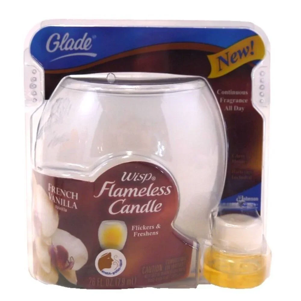 Vintage GLADE Wisp Flameless Candle French Vanilla Scent Air Freshener NEW 2007